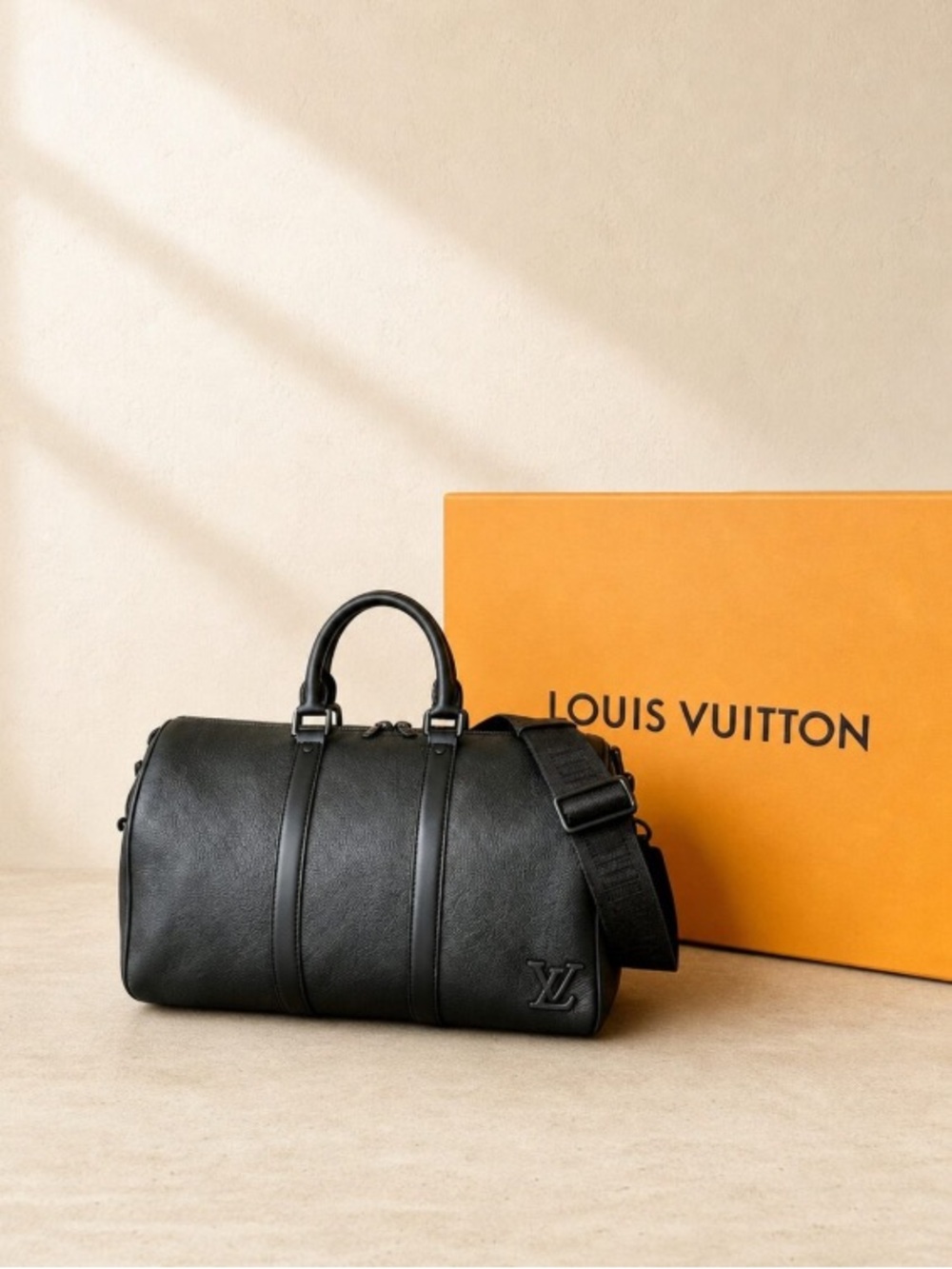 Louis Vuitton Black Aerogram Keepall Duffle with Adjustable Shoulder Strap